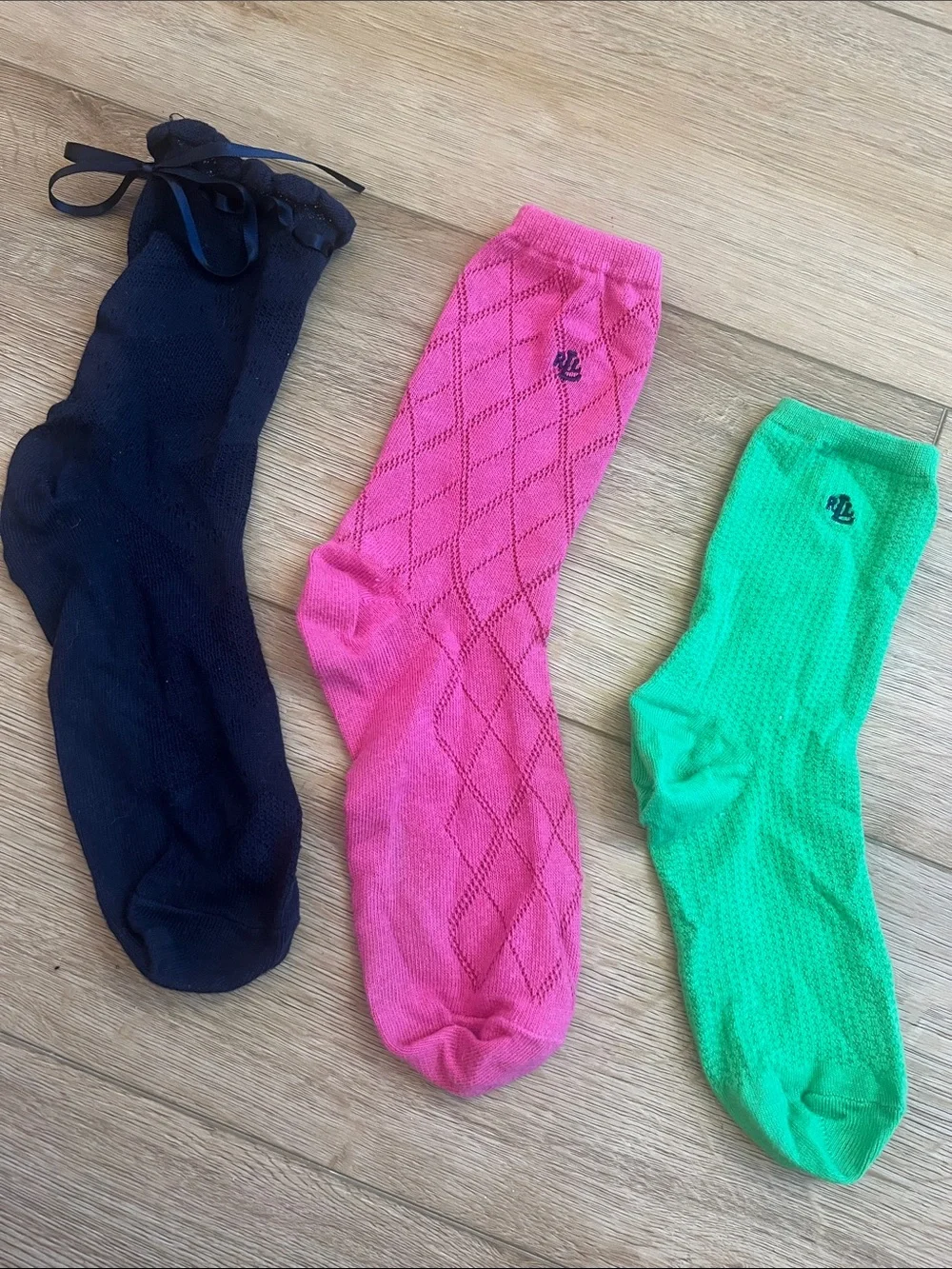 Lauren Ralph Lauren Women’s Socks 3 Pair Pink Navy Green